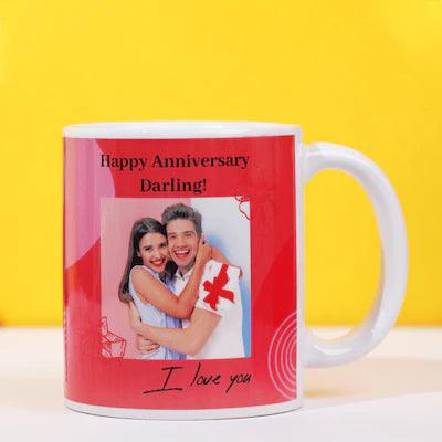 Happy Anniversary Text with Picture Mug MRzon - Amazing Gifts are Just Waiting for You!!